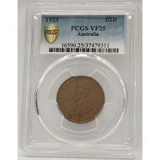 AUSTRALIA 1923 . HALF 1/2  PENNY . PCGS VF25